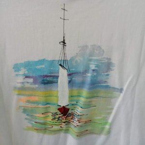 New Juliet Fedee Hand Painted Sailboat T Shirt XL